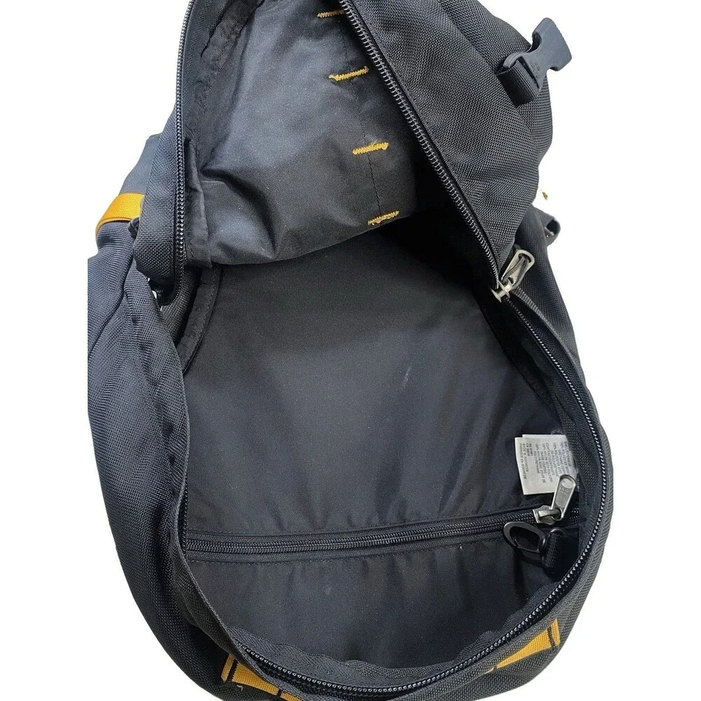 Vintage The North Face Backpack Black Yellow Big Shot Daypack Hiking Bag Y2K 90s